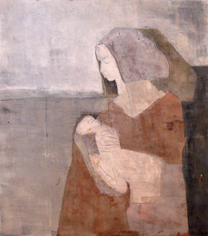 "Mutter mit Kind", Tempera auf Papier, ca. 60 x 68,  by Heike Oevermann