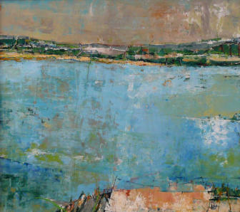 "Wanderer-Fantasie", Acryl auf Holz, ca. 112 x 102 cm,  by Heike Oevermann