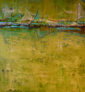 ohne Titel, Acryl auf Holz, ca. 100 x 107,  by Heike Oevermann